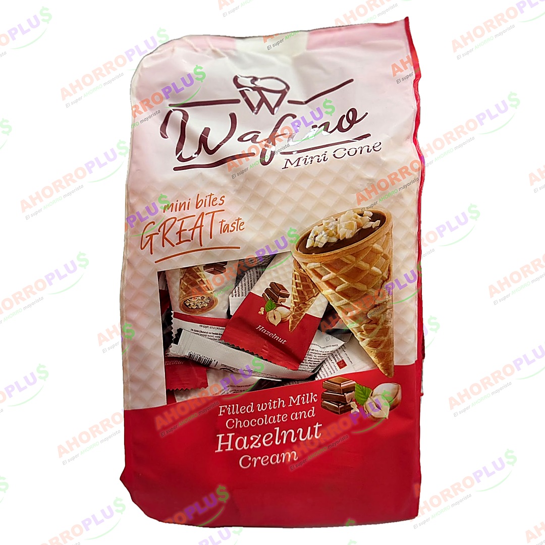 3716-WAFINO-MINI-CONO-AVELLANA-550GR-CJ-8 - Mayorista AhorroPlus Mayorista AhorroPlus